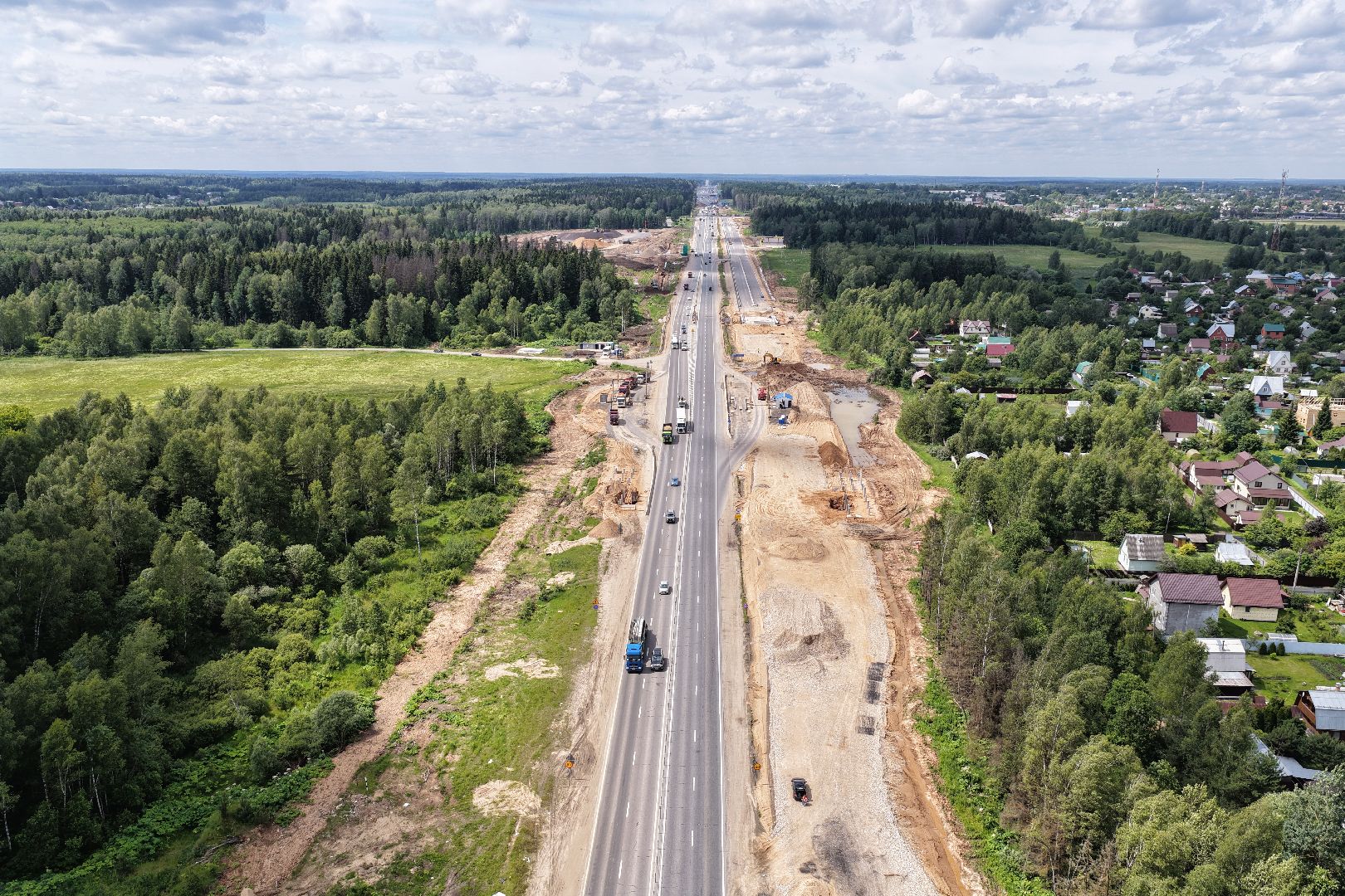 видео с коптера, расширение м-1, дороги подмосковья, реконструкция м-1,