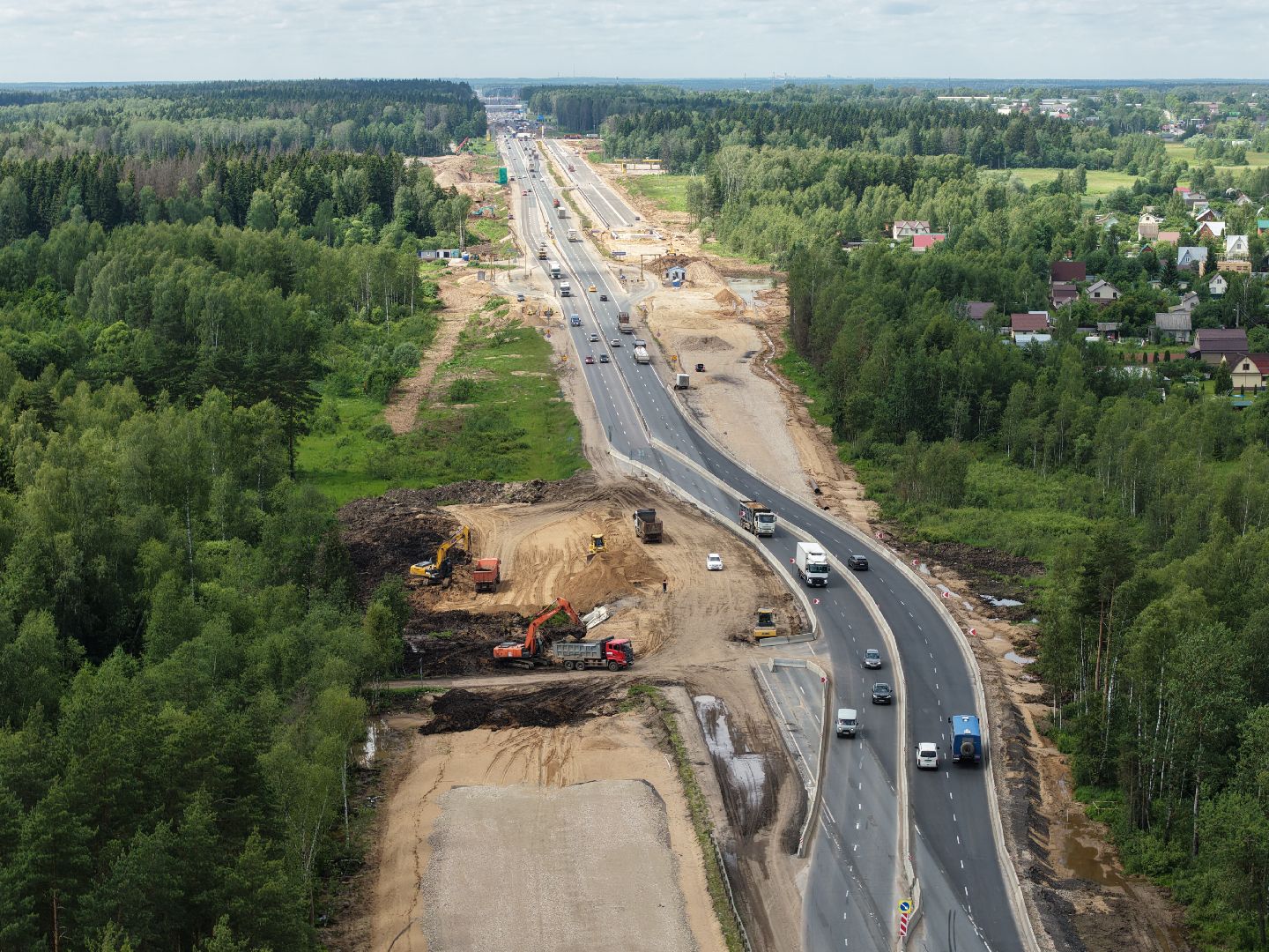 видео с коптера, расширение м-1, дороги подмосковья, реконструкция м-1,
