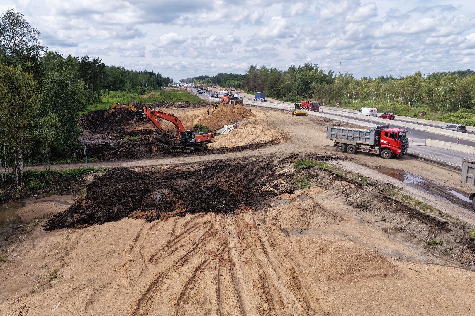 видео с коптера, расширение м-1, дороги подмосковья, реконструкция м-1,