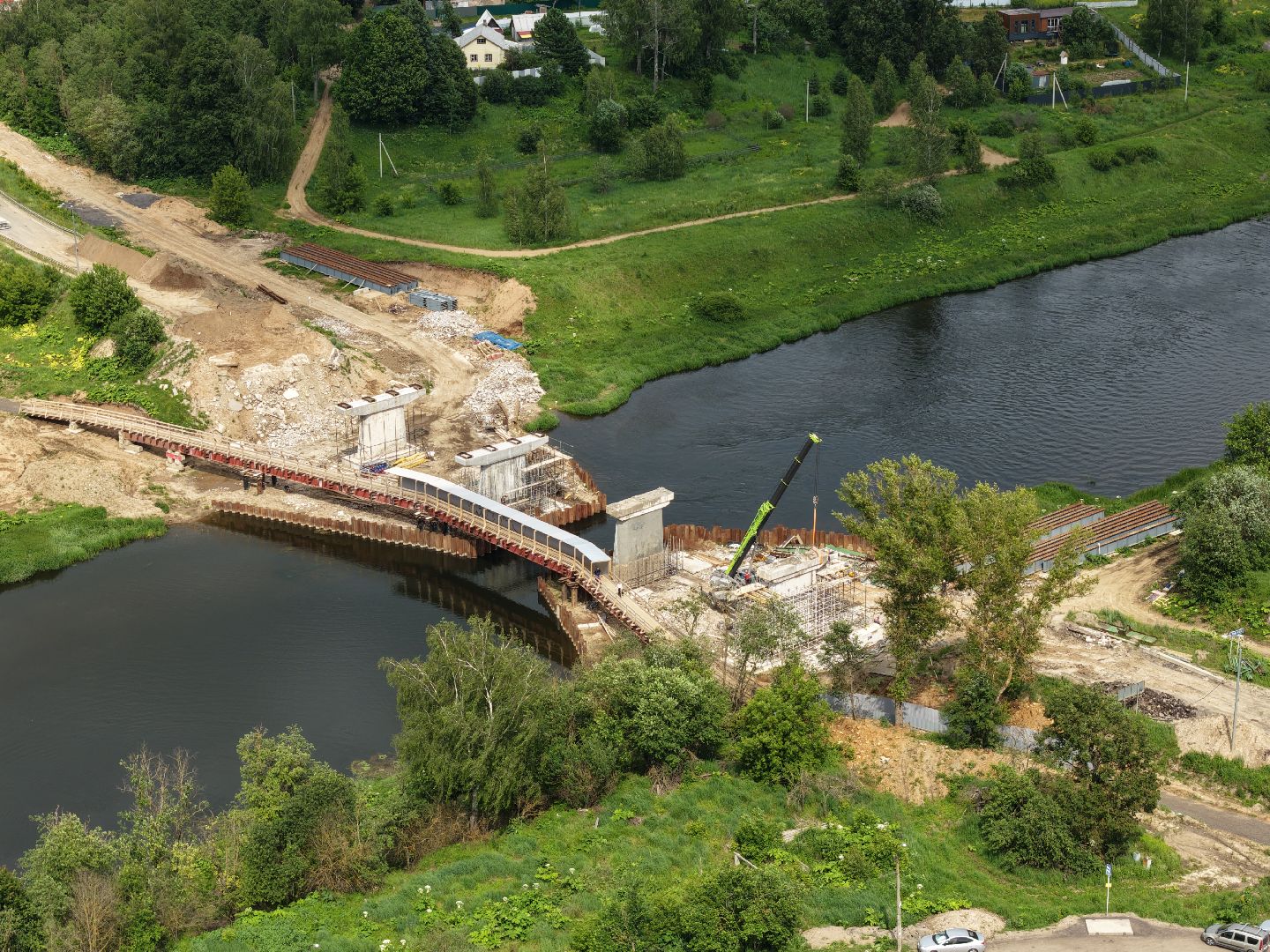 видео с коптера, мост через москву-реку, новый мост в рузе,