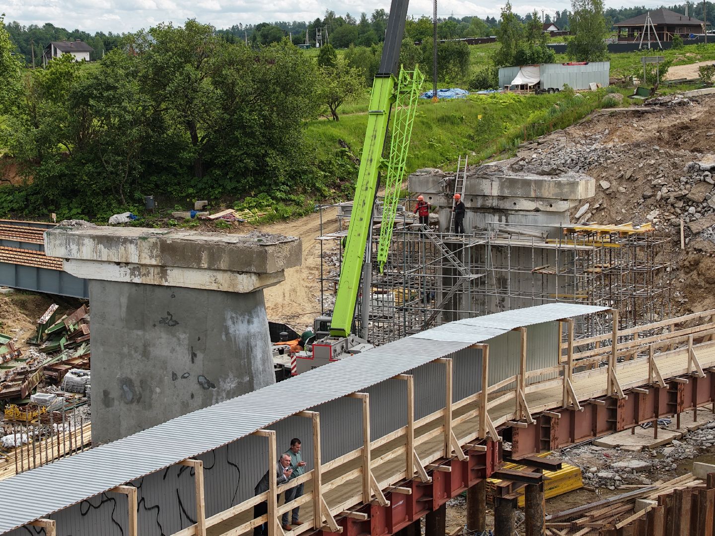 видео с коптера, мост через москву-реку, новый мост в рузе,