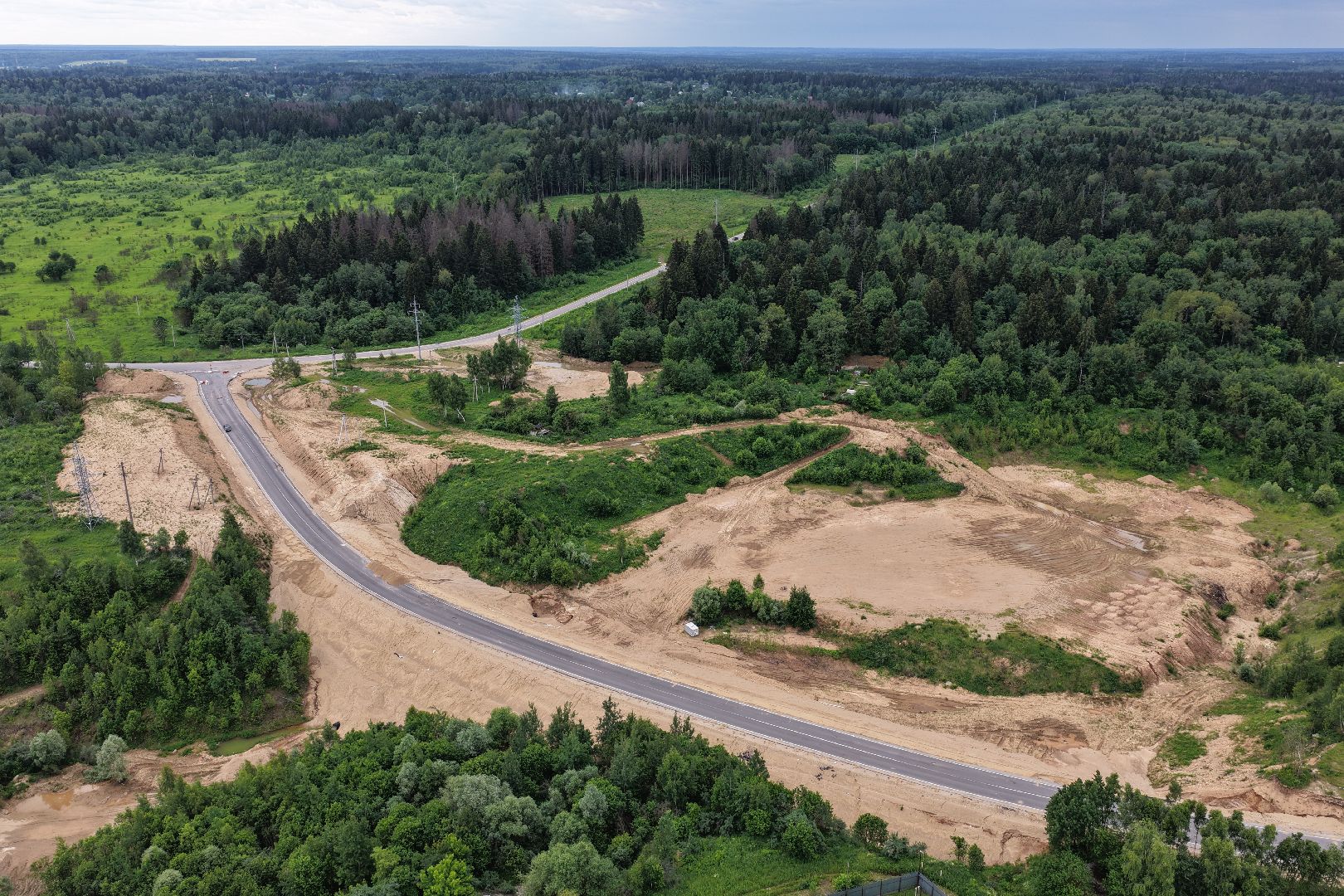 видео с коптера, объездная дорога в тучково, дороги подмосковья,