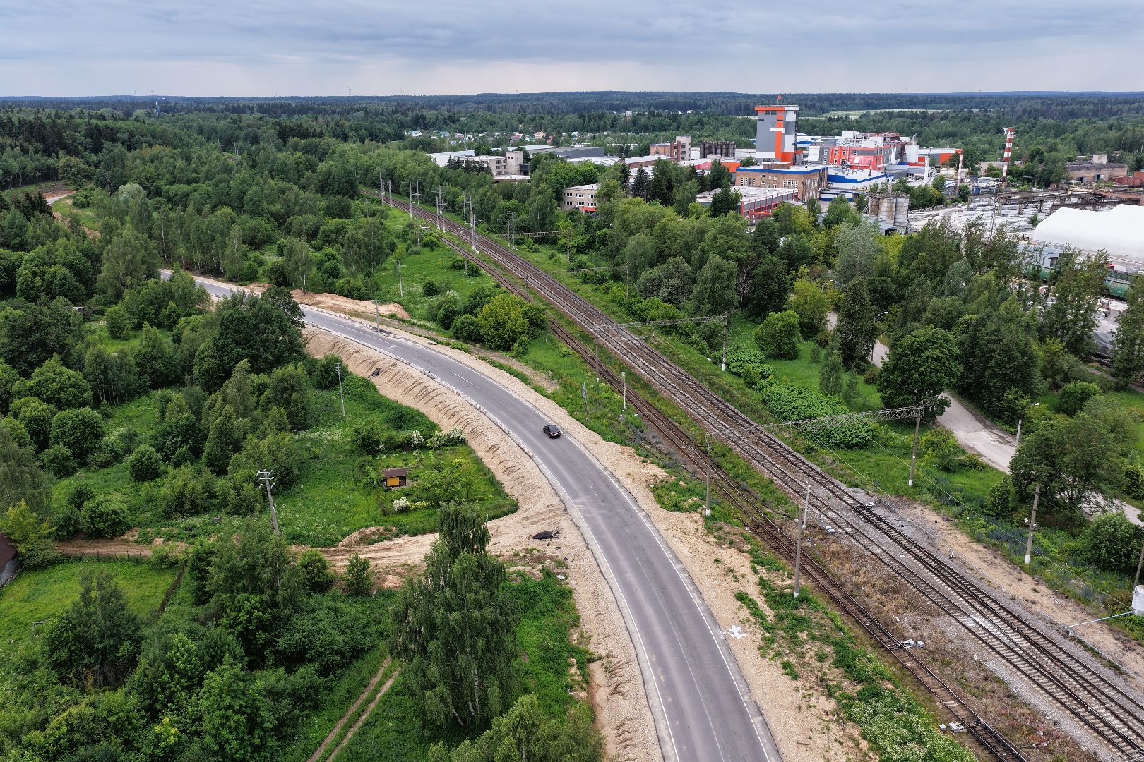 видео с коптера, объездная дорога в тучково, дороги подмосковья,