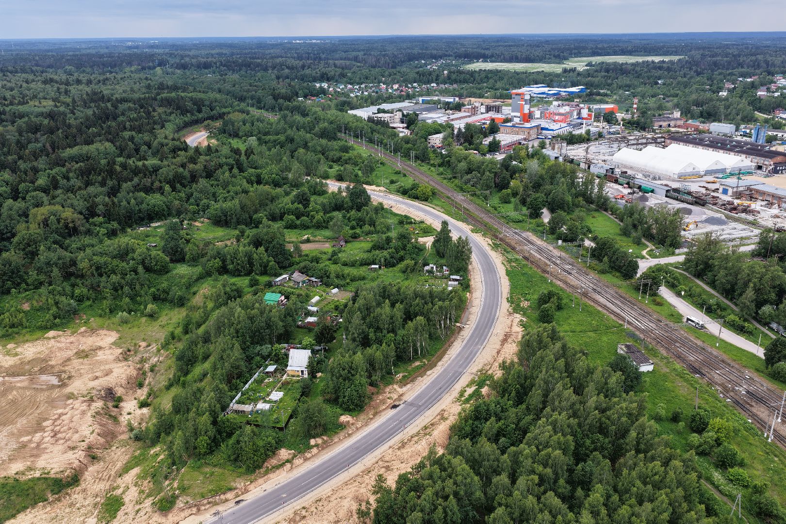 видео с коптера, объездная дорога в тучково, дороги подмосковья,