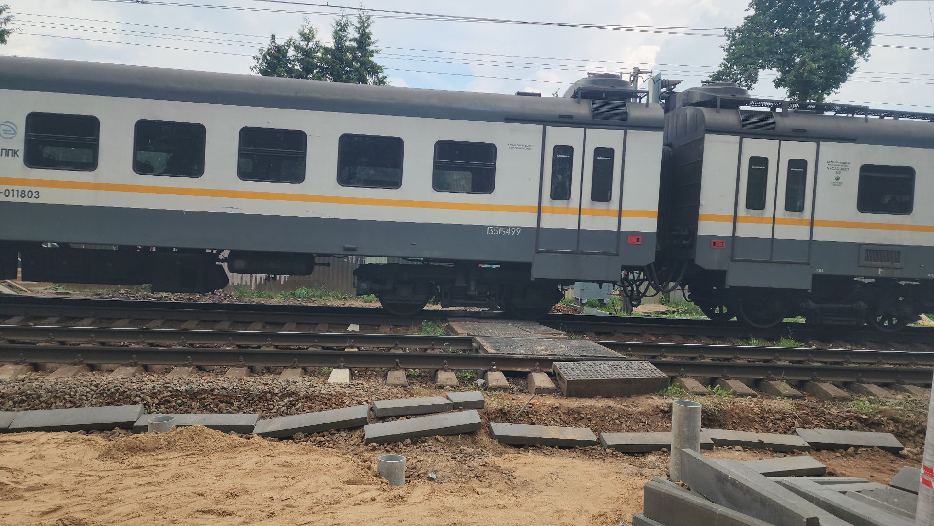 ремонт переезда, Лобня,железная дорога,