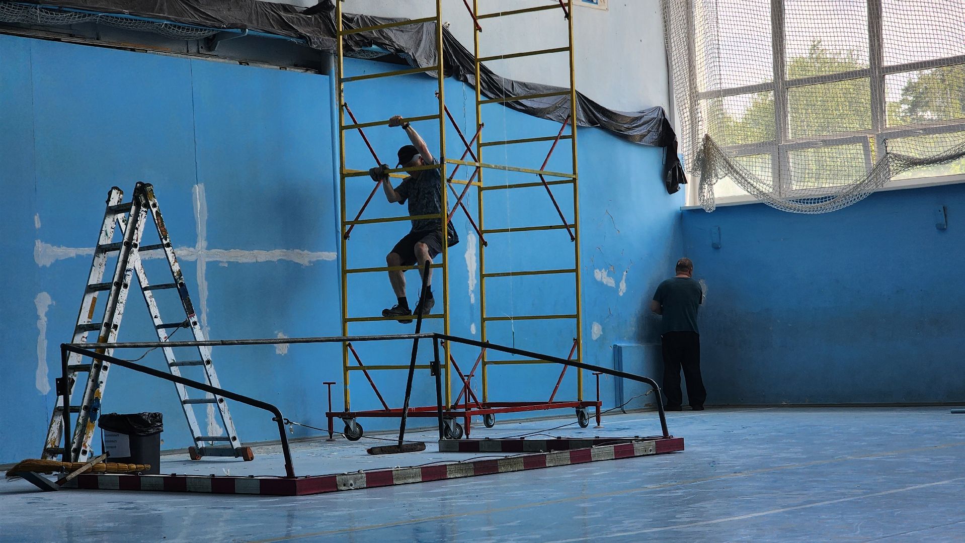 ремонт спортивного зала, спортивная школа протвино, гандбол,