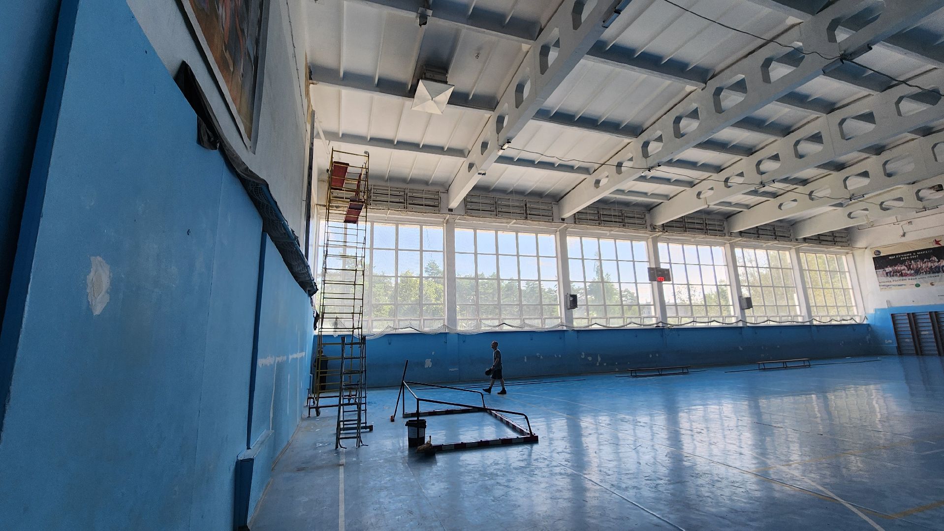 ремонт спортивного зала, спортивная школа протвино, гандбол,