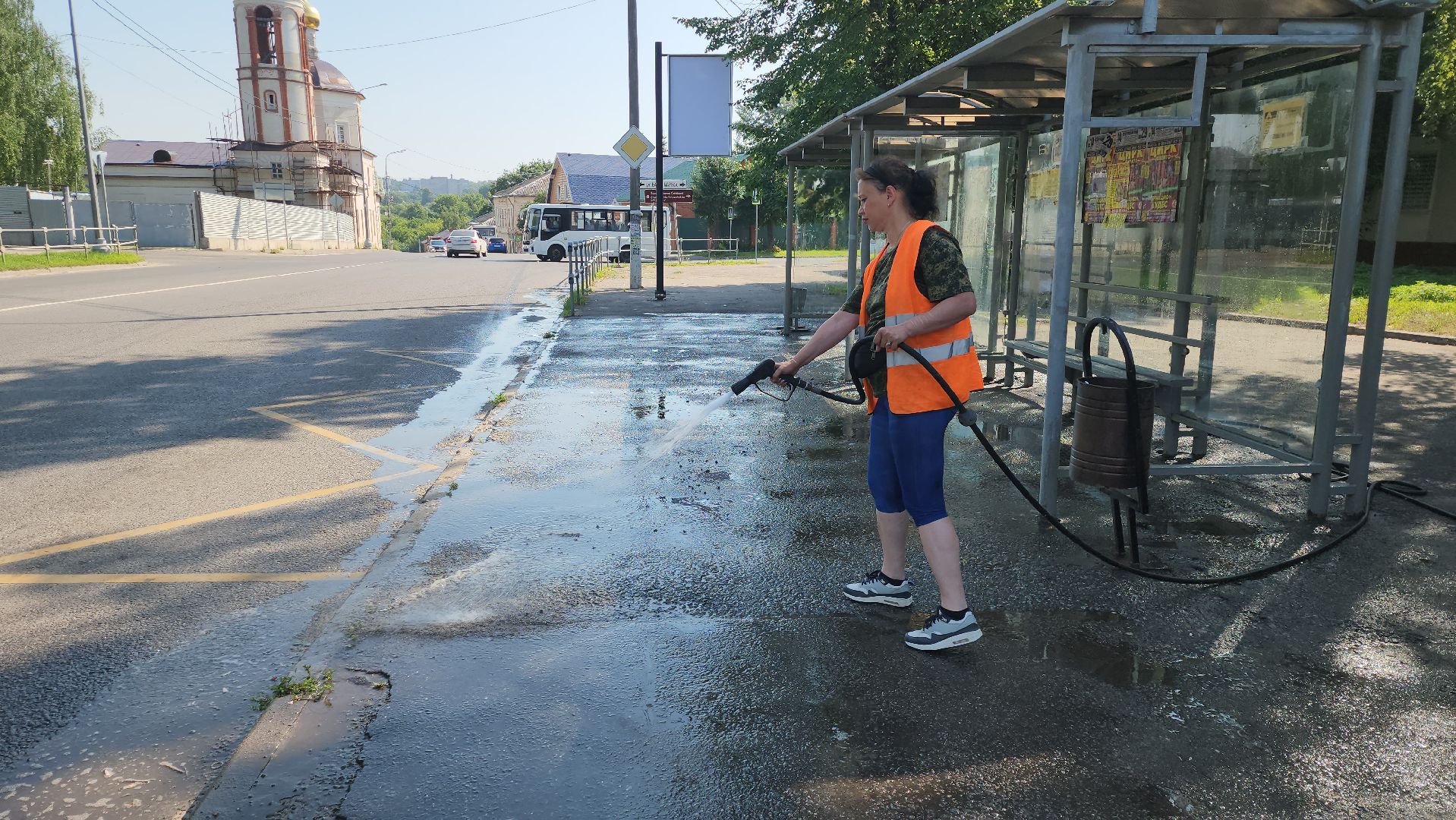серпухов, подмосковье, уборка остановок,