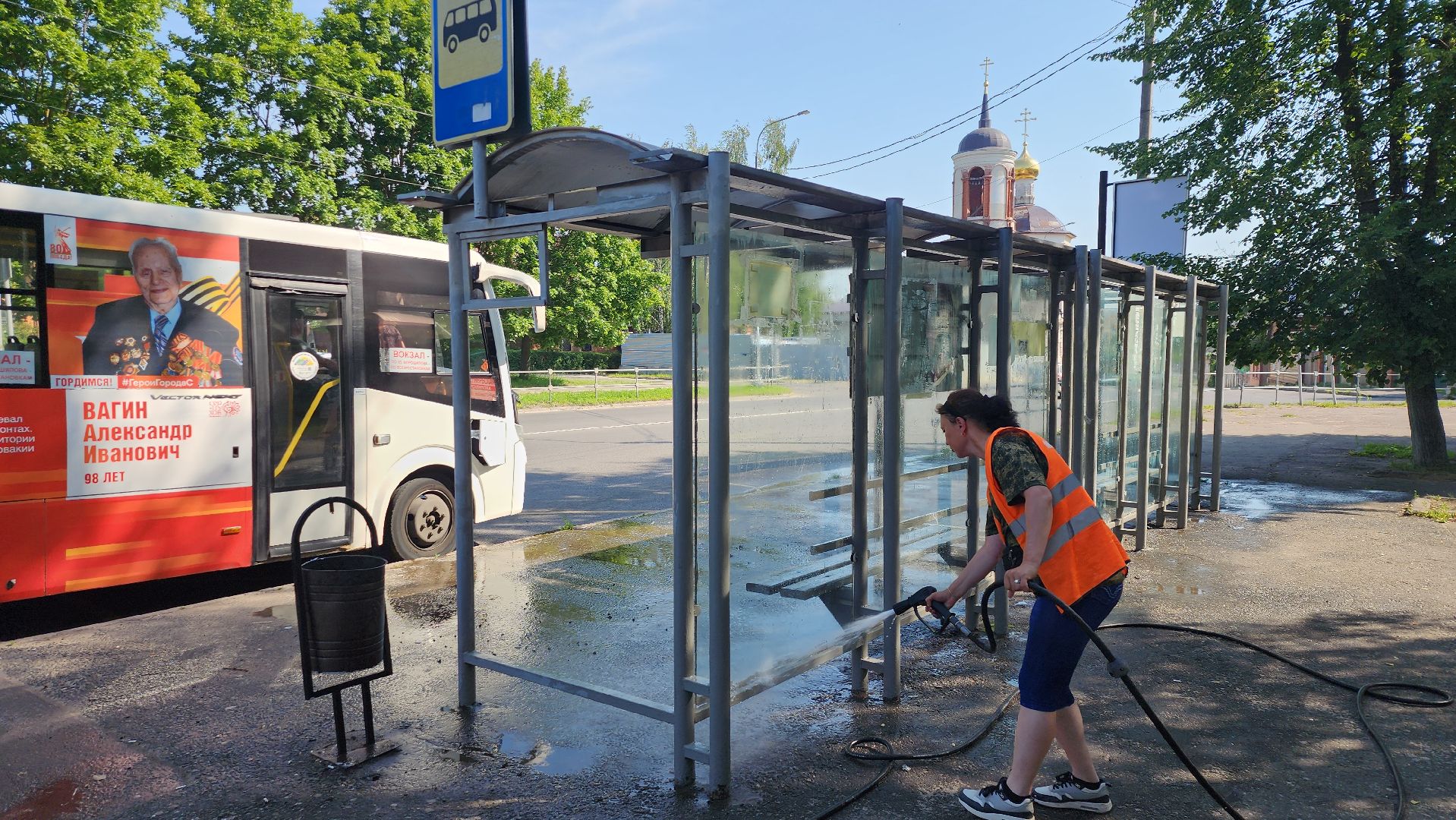 серпухов, подмосковье, уборка остановок,