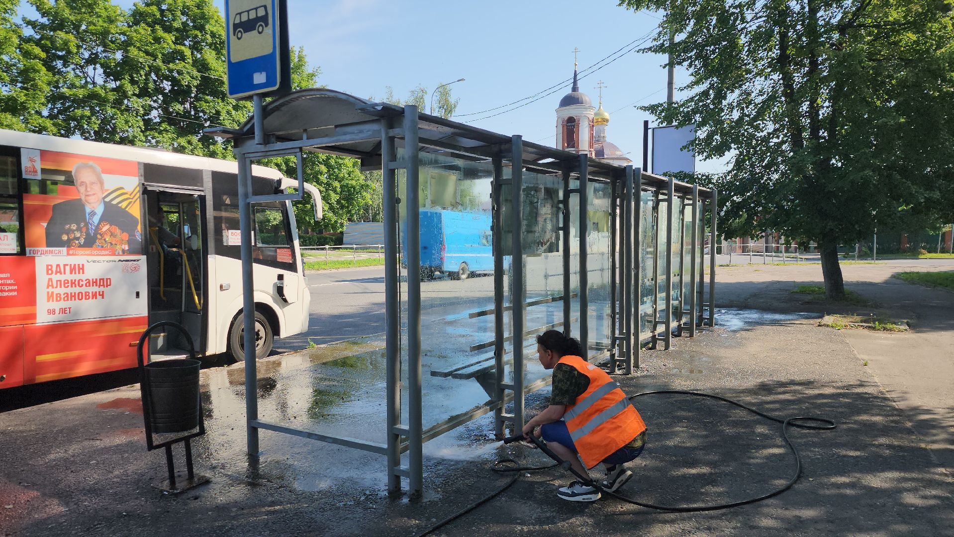 серпухов, подмосковье, уборка остановок,