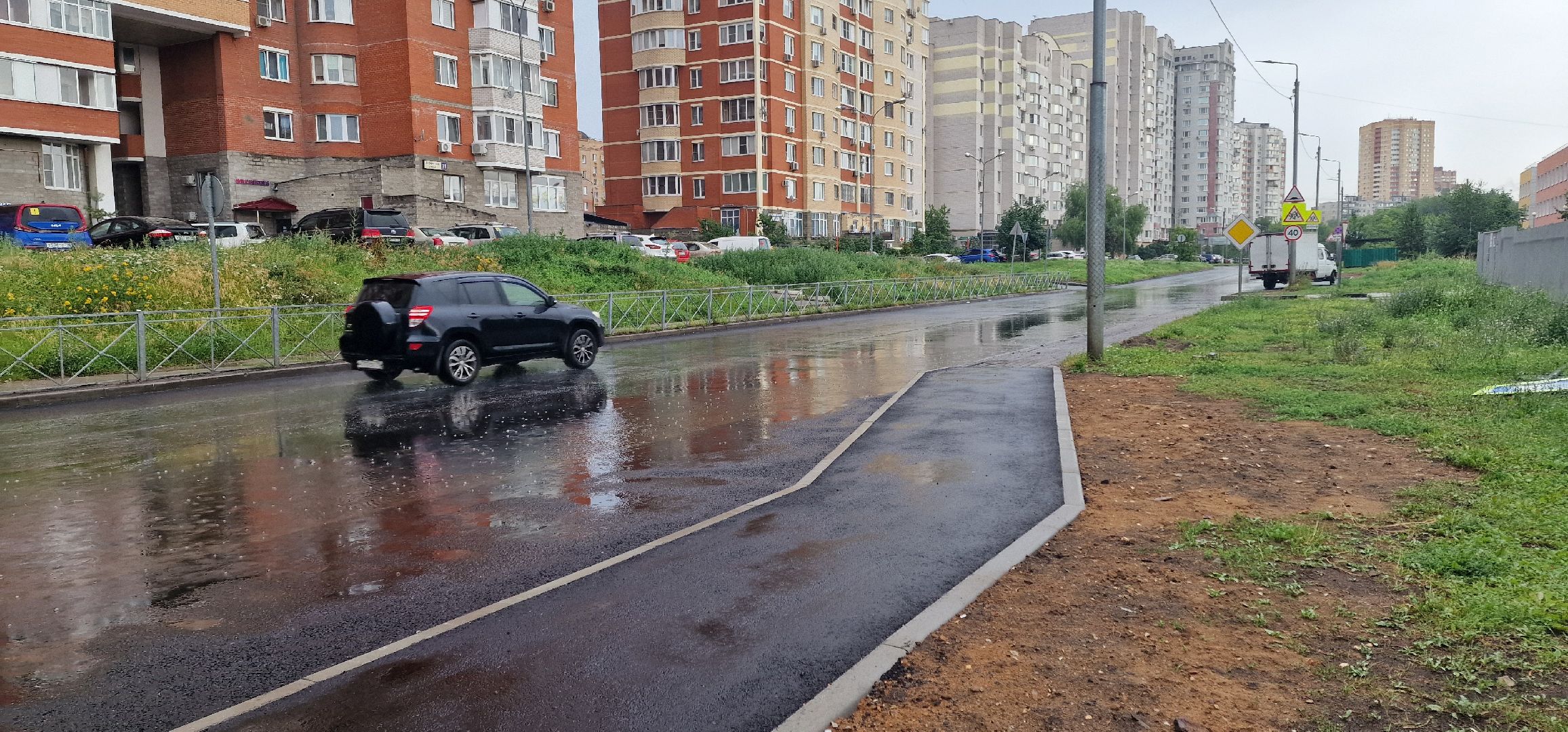 благоустройство, микрорайон новый свет, балашиха, новый асфальт,