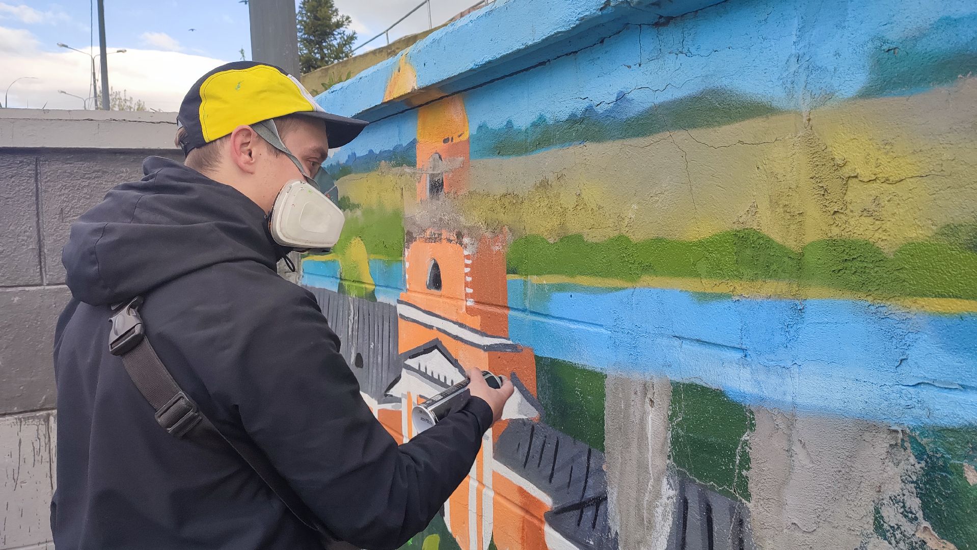 Кашира, 9 мая, георгиевская лента, граффити, стрит-арт, Иван Карамнов