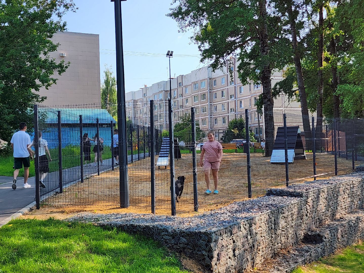 чехов, улица ильича, набережная реки теребенка, площадка для выгула собак, игровые элементы, прогулки и занятия с собаками, огороженная зона, скамейки и урны, благоустройство набережной, госпрограмма московской области, формирование комфортной городской среды,