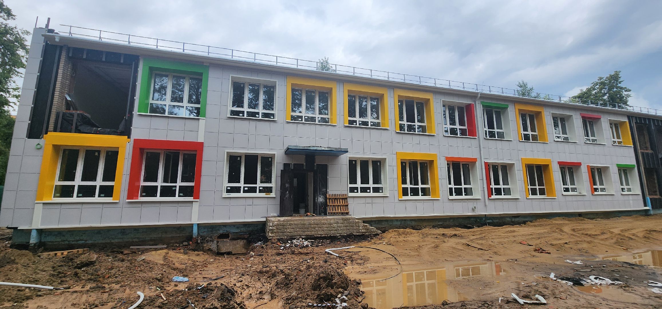 долгопрудный, капитальный ремонт, детский садик на октябрьской, фасадные работы, столбы освещения,