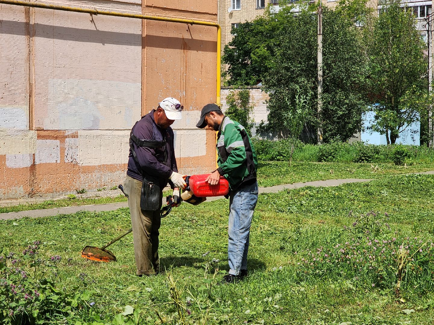 чехов, вишневый бульвар, покос травы, придомовая территория, уборка мусора, газонокосилки, триммеры, мбу чеховское благоустройство,заявки жителей, добродел,