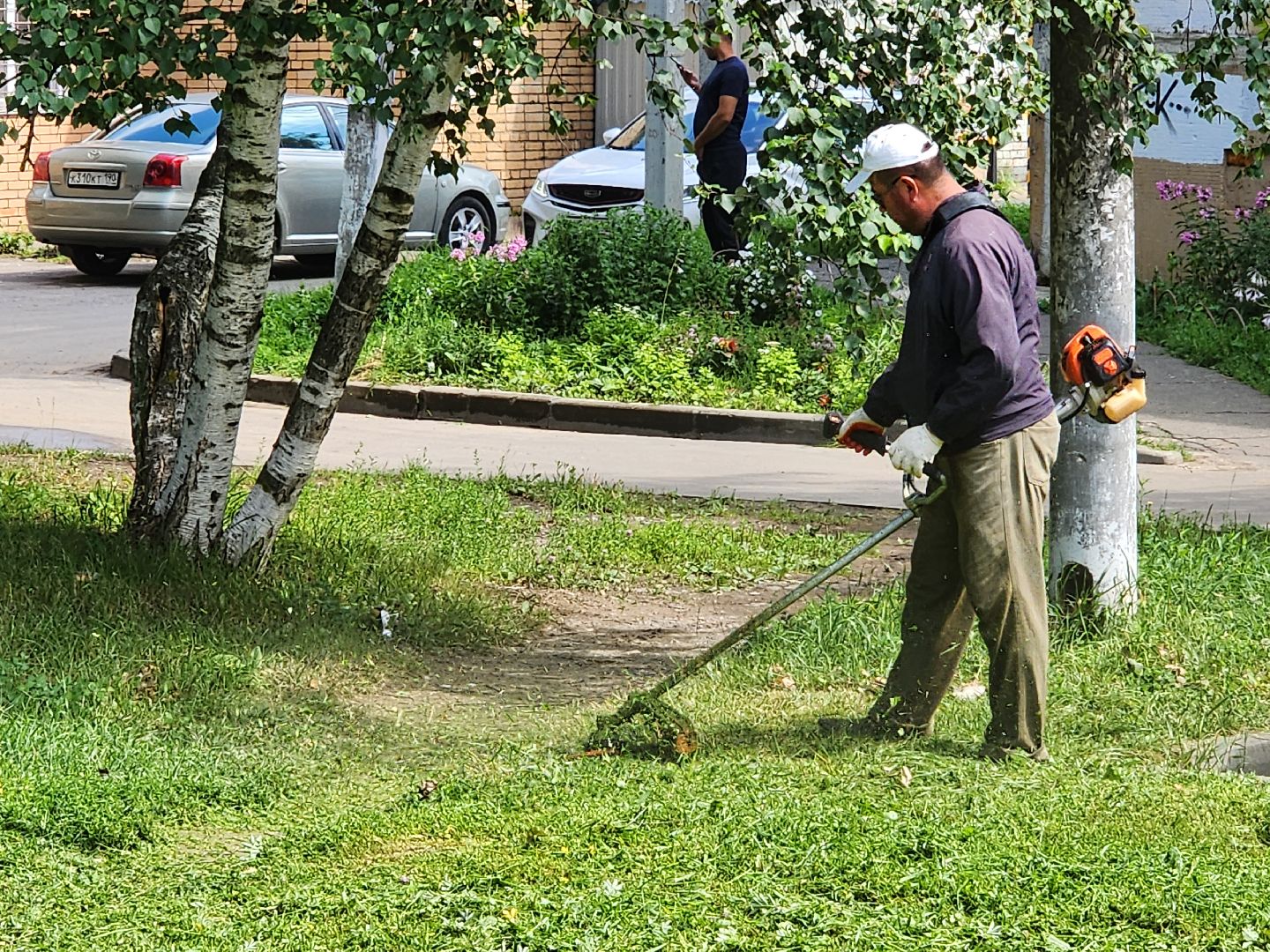 чехов, вишневый бульвар, покос травы, придомовая территория, уборка мусора, газонокосилки, триммеры, мбу чеховское благоустройство,заявки жителей, добродел,
