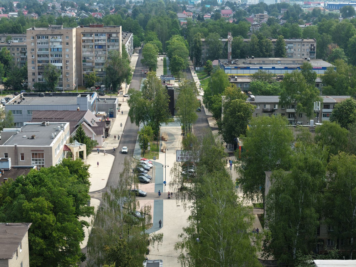 видео с коптера, пешеходная зона дубна, благоустройство центральной улицы дубна,