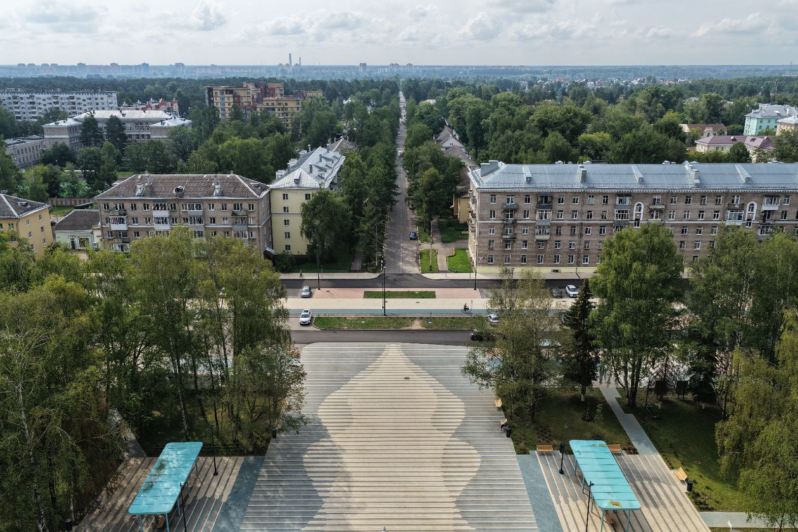 видео с коптера, пешеходная зона дубна, благоустройство центральной улицы дубна,