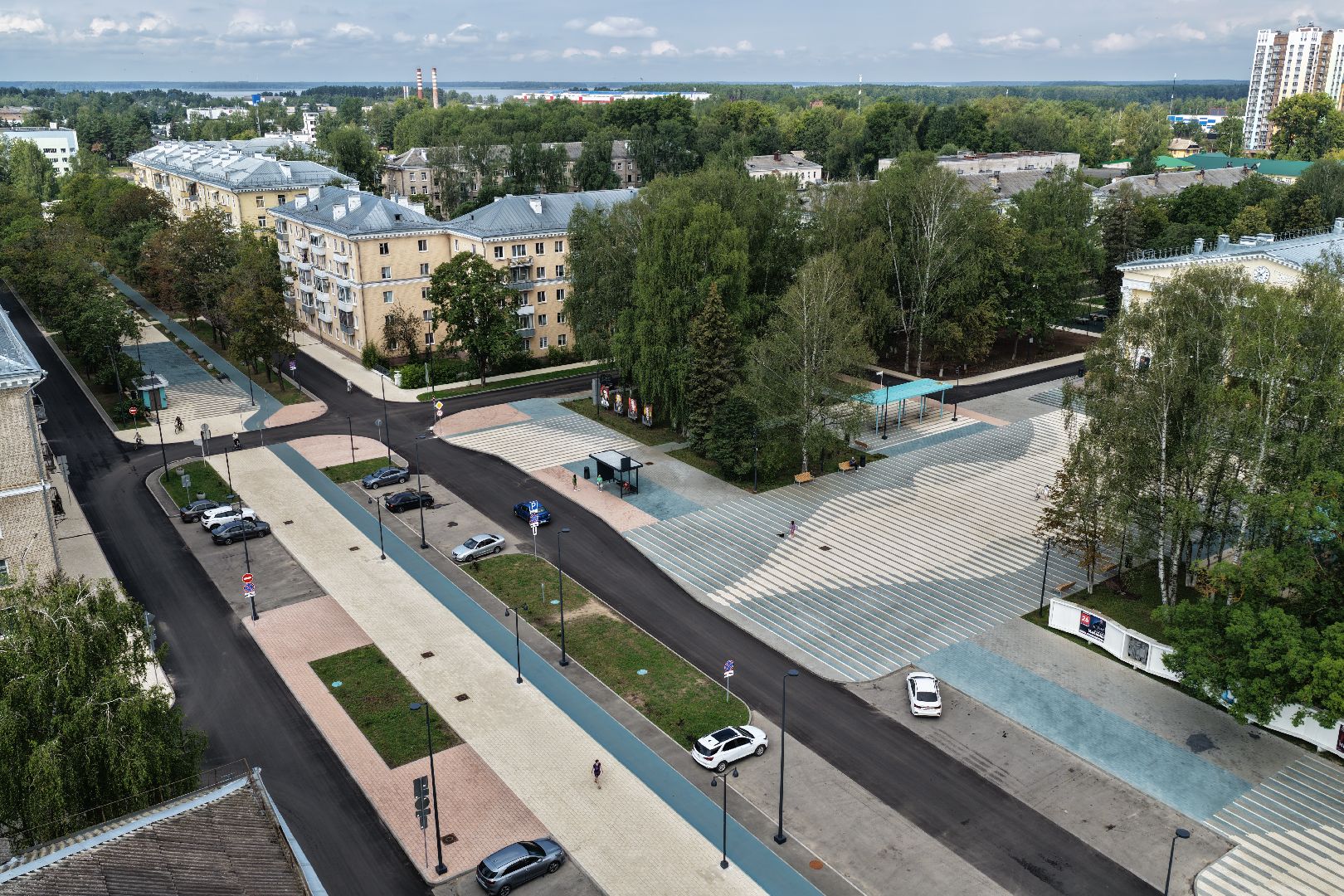 видео с коптера, пешеходная зона дубна, благоустройство центральной улицы дубна,