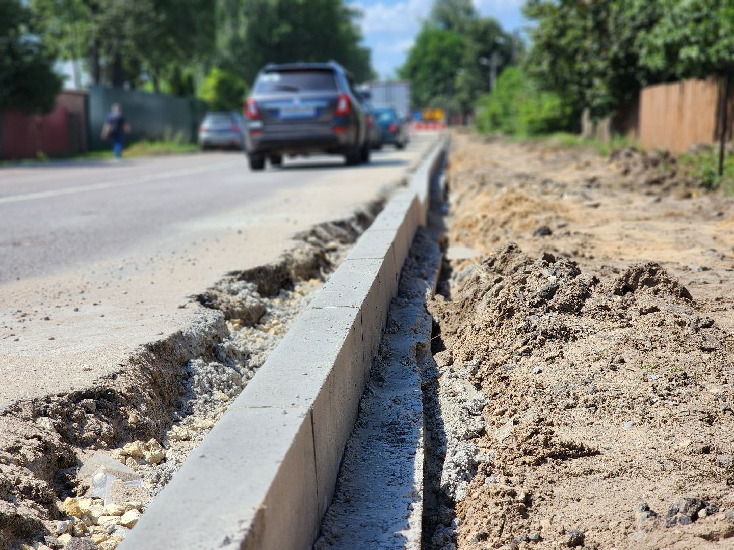 софрино, улица тютчева, ремонт дороги, новый тротуар,