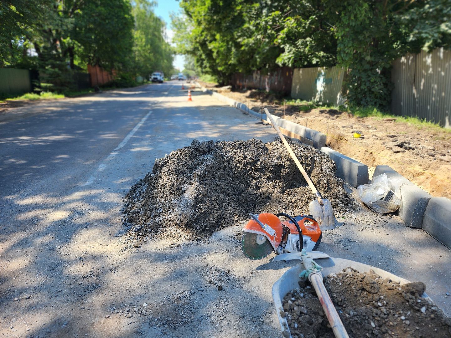 софрино, улица тютчева, ремонт дороги, новый тротуар,