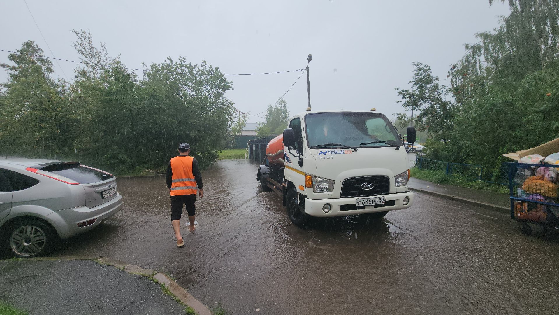 Чп, Ликвидация подтоплений , Ливень, дождь, Циклон, Лобня,