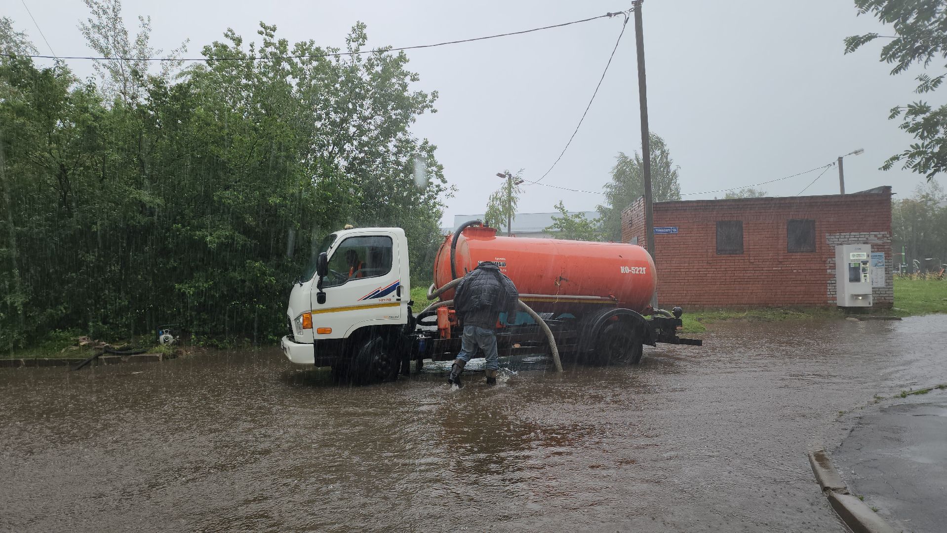 Чп, Ликвидация подтоплений , Ливень, дождь, Циклон, Лобня,