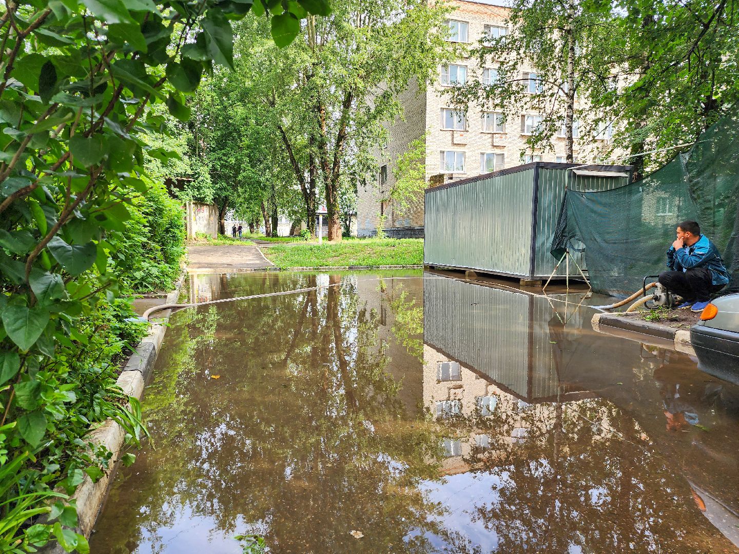 Подольск,  подтопление территории, коммунальная служба, последствия ливней,