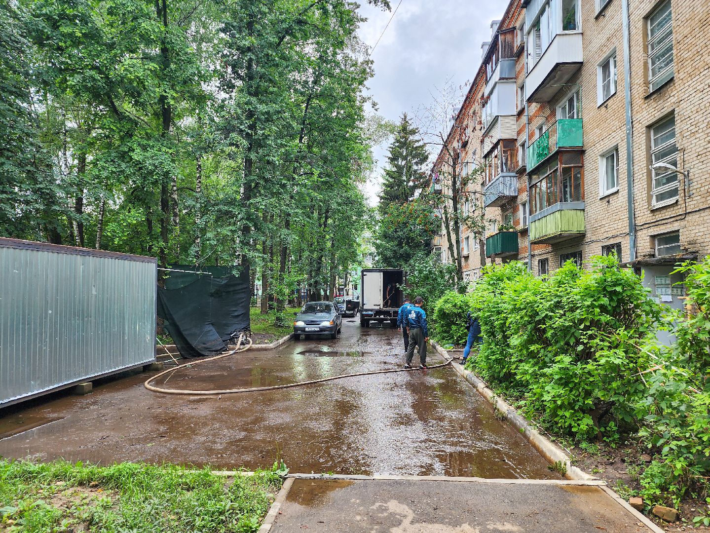 Подольск,  подтопление территории, коммунальная служба, последствия ливней,