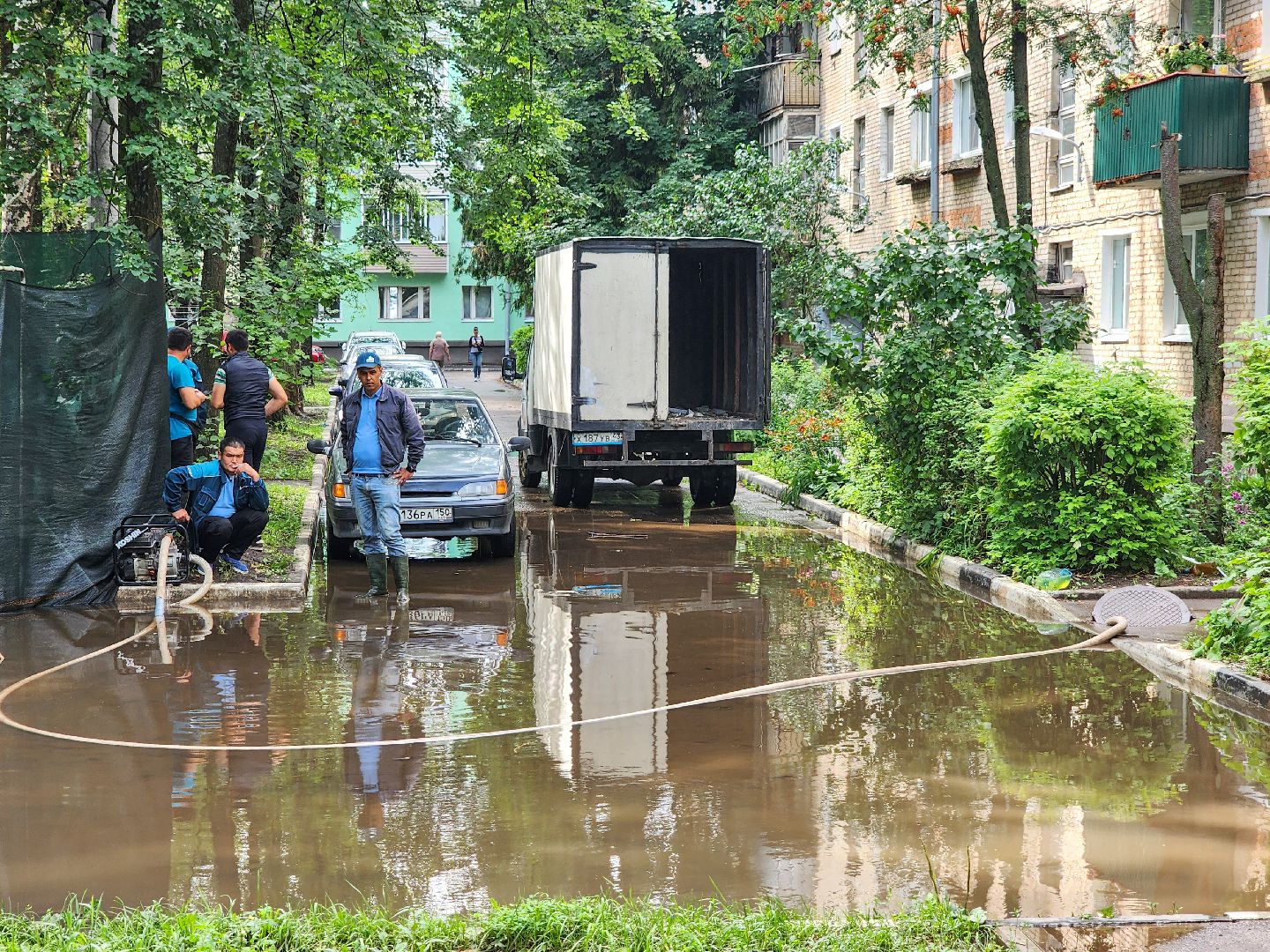 Подольск,  подтопление территории, коммунальная служба, последствия ливней,