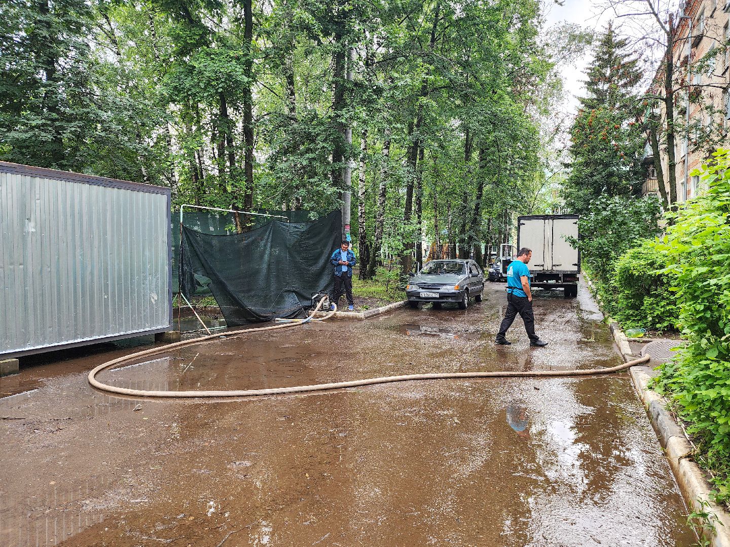 Подольск,  подтопление территории, коммунальная служба, последствия ливней,