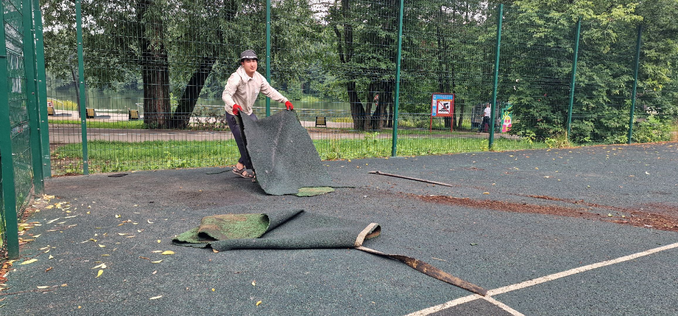 парк пехорка, балашиха, благоустройство, ремонт баскетбольной и волейбольной площадки в пехорке,