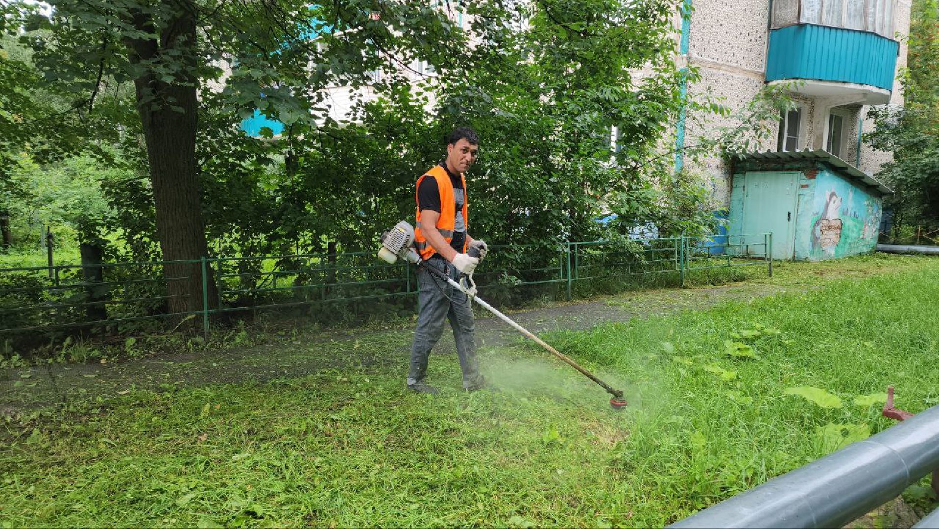Покос травы , Благоустройство дворов , Лобня ,