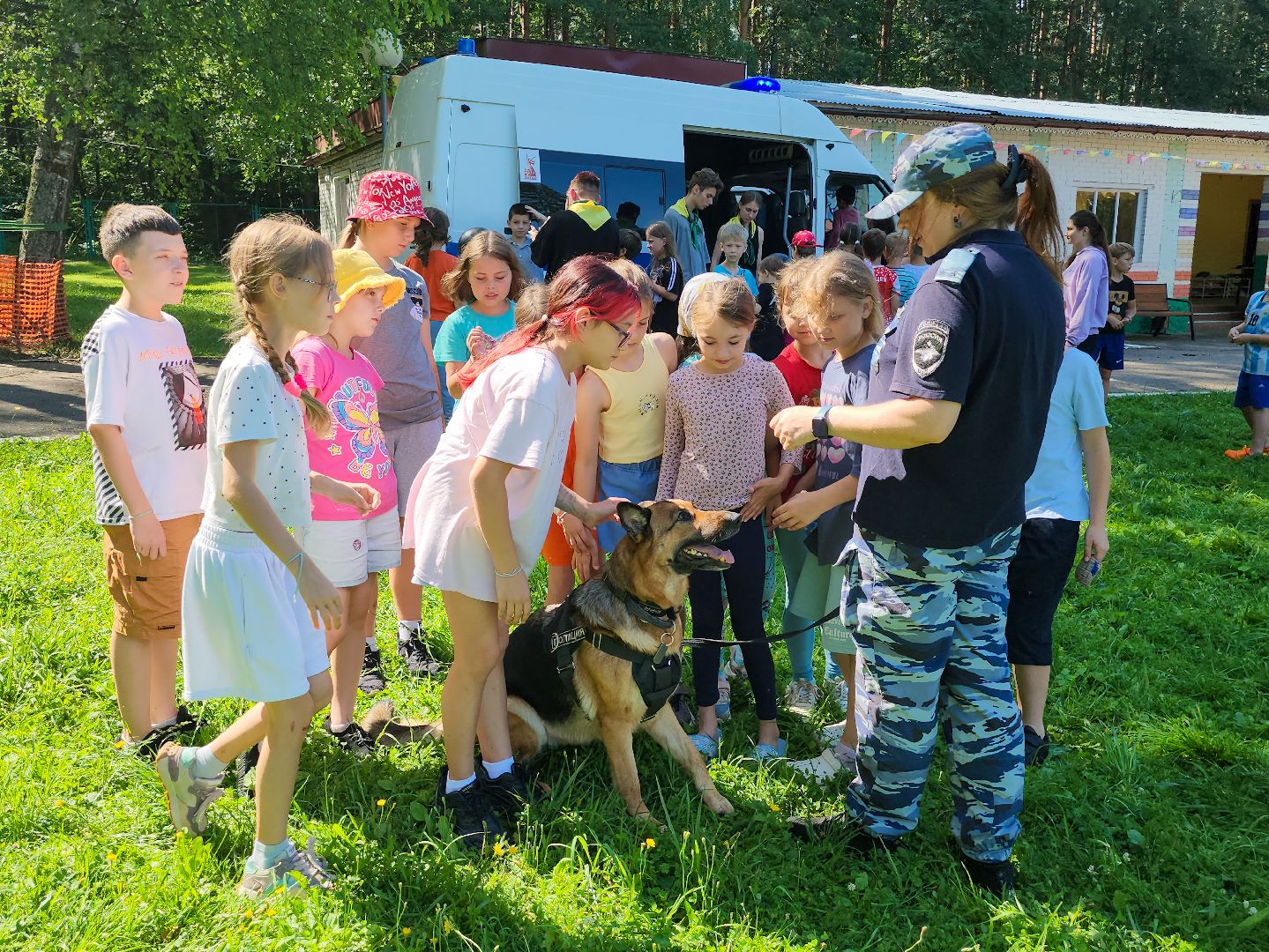 Подольск, Единый день профилактики, лагерь ромашка, Пожарные, Полиция, Кинологи,