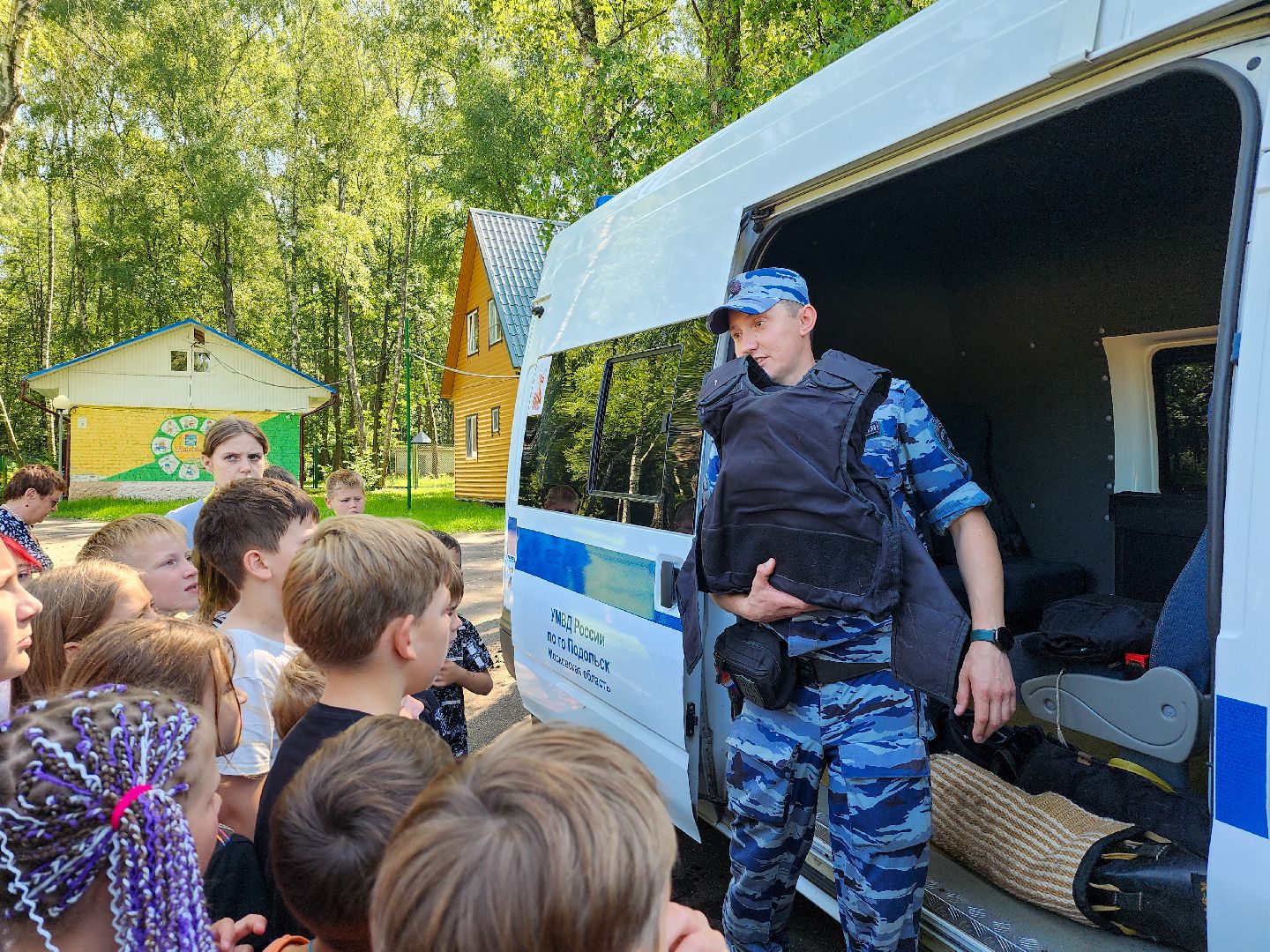 Подольск, Единый день профилактики, лагерь ромашка, Пожарные, Полиция, Кинологи,