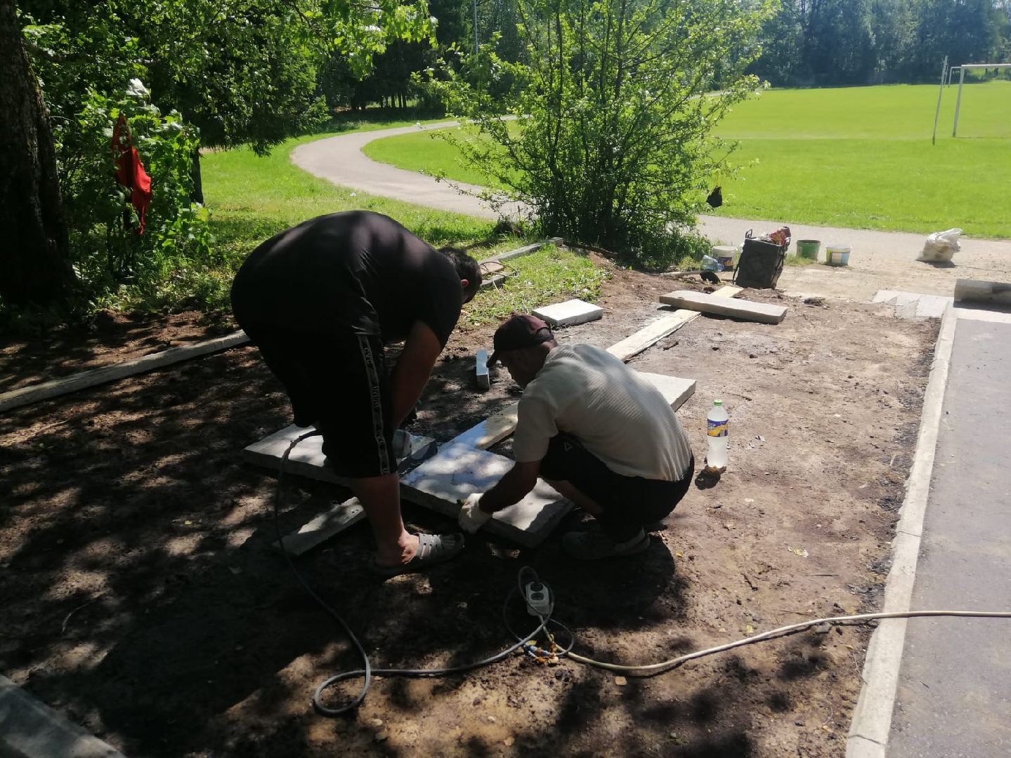 городской округ восход, благоустройство, стадион, ремонт входной группы, гранитная плитка,