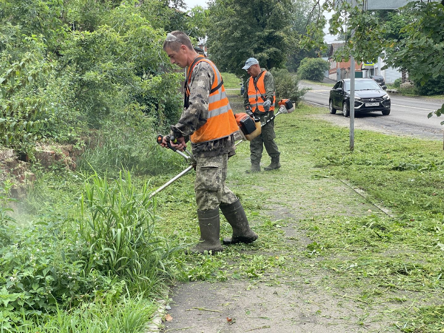 зарайск, покос травы, благоуствойство,
