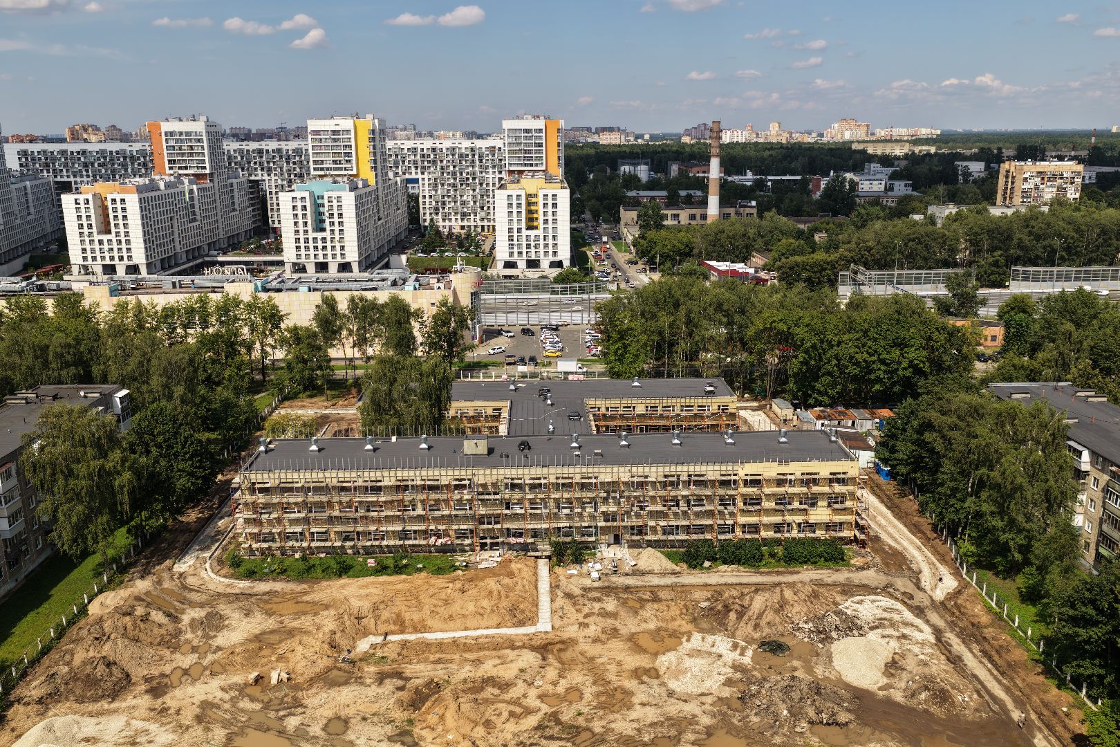 видео с коптера, капремонт гимназии балашиха,