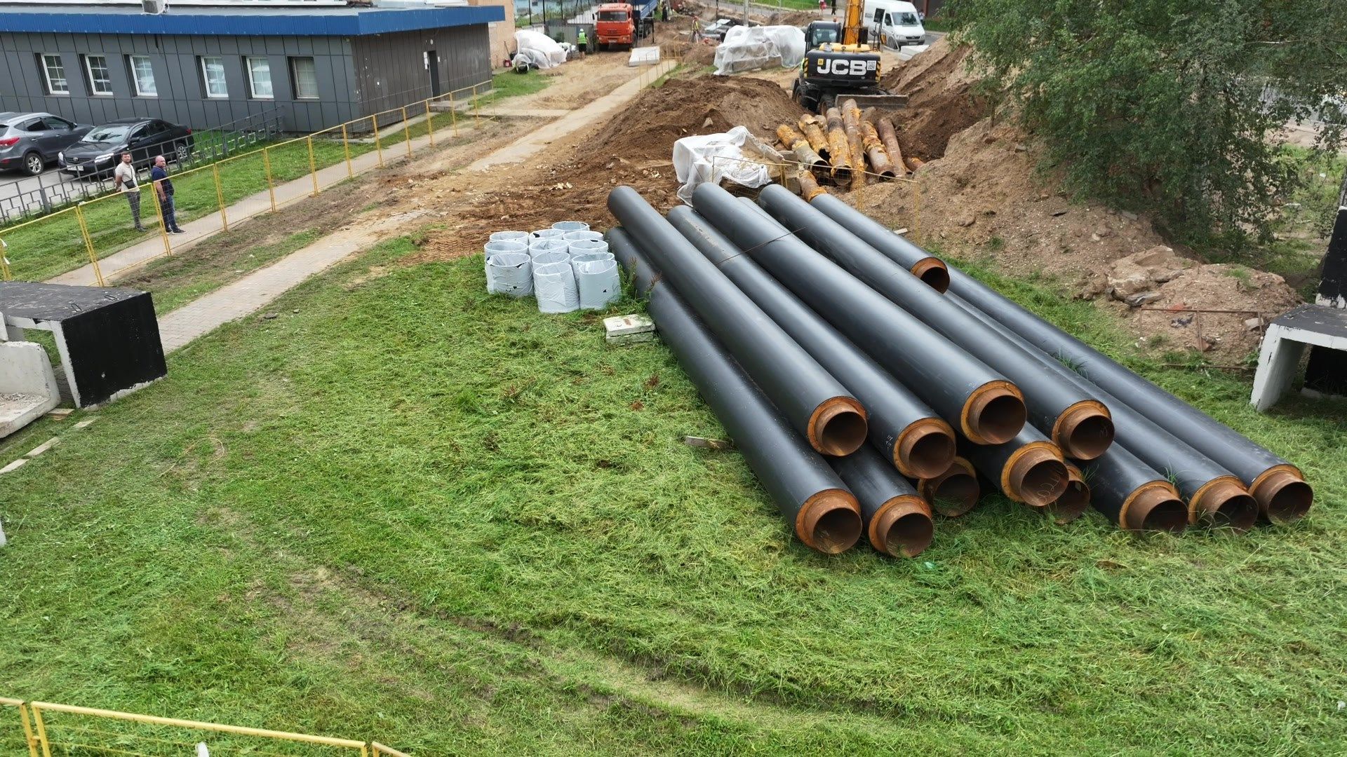 видео с коптера, ремонт теплотрассы дмитров,