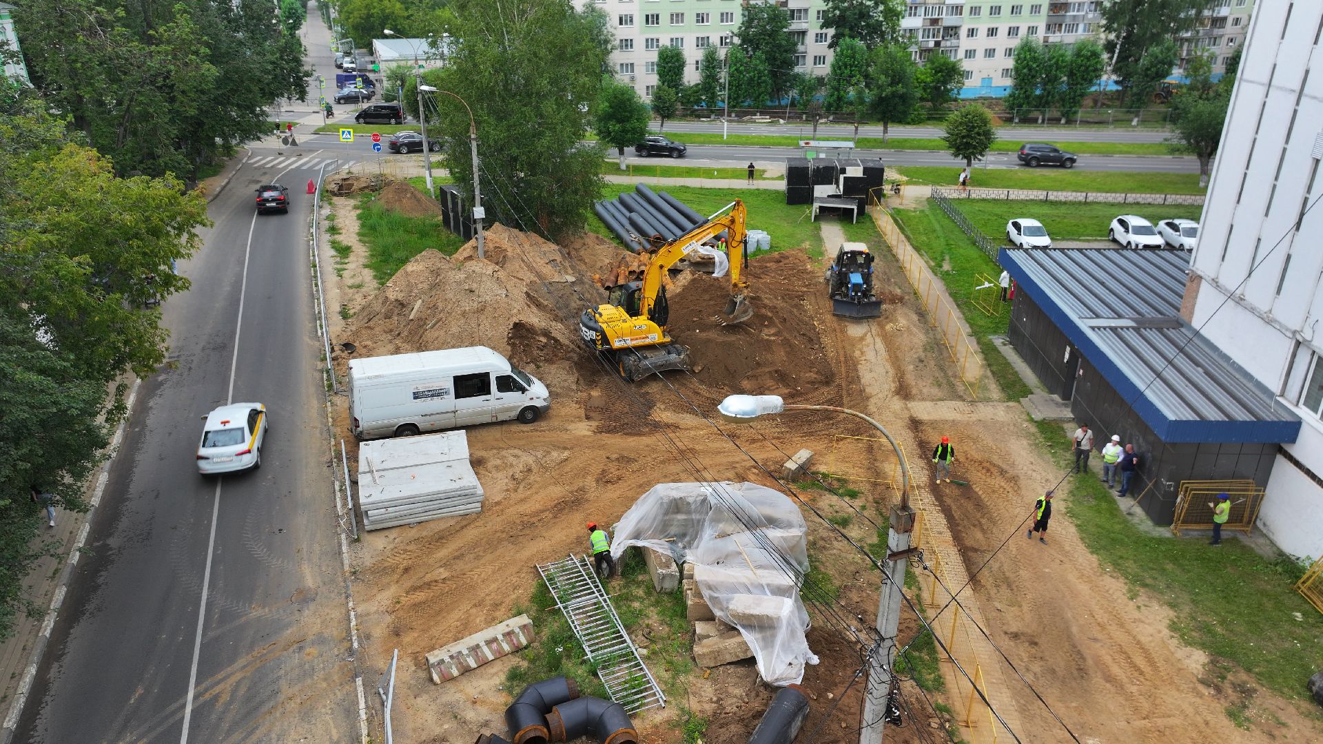 видео с коптера, ремонт теплотрассы дмитров,