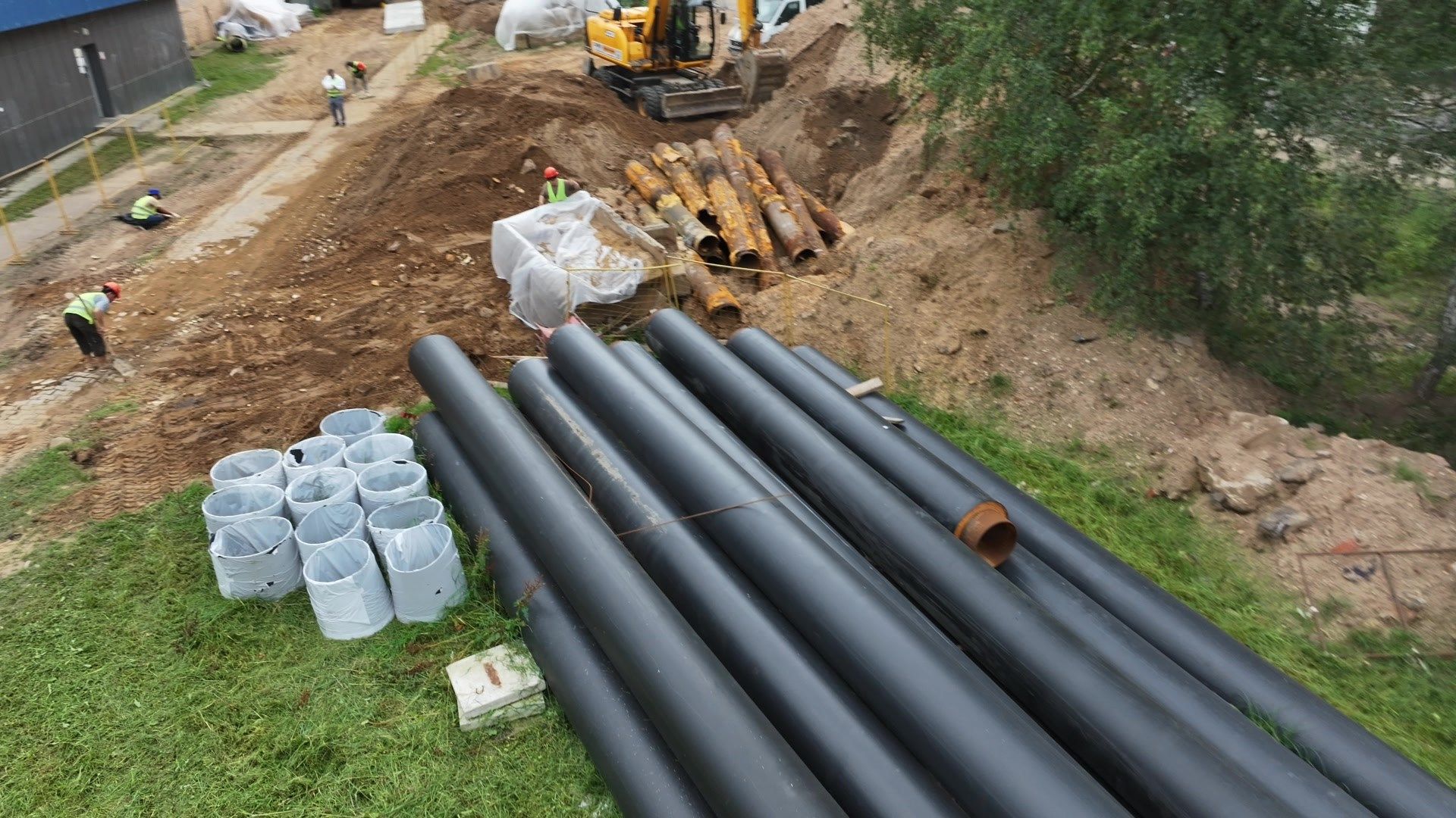 видео с коптера, ремонт теплотрассы дмитров,