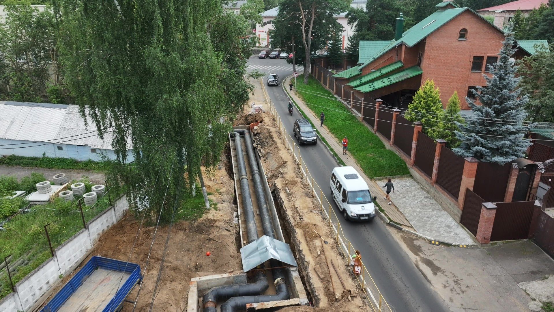 видео с коптера, ремонт теплотрассы дмитров,