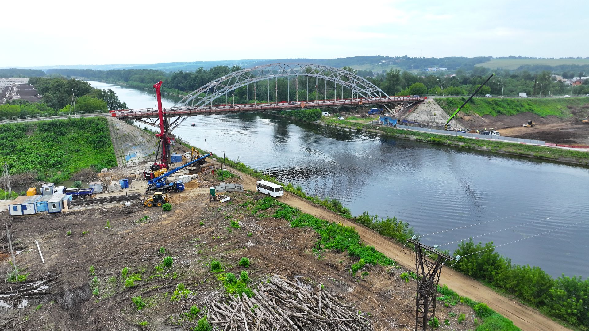 видео с коптера, новый мост в дмитрове, мост через канал имени москвы,