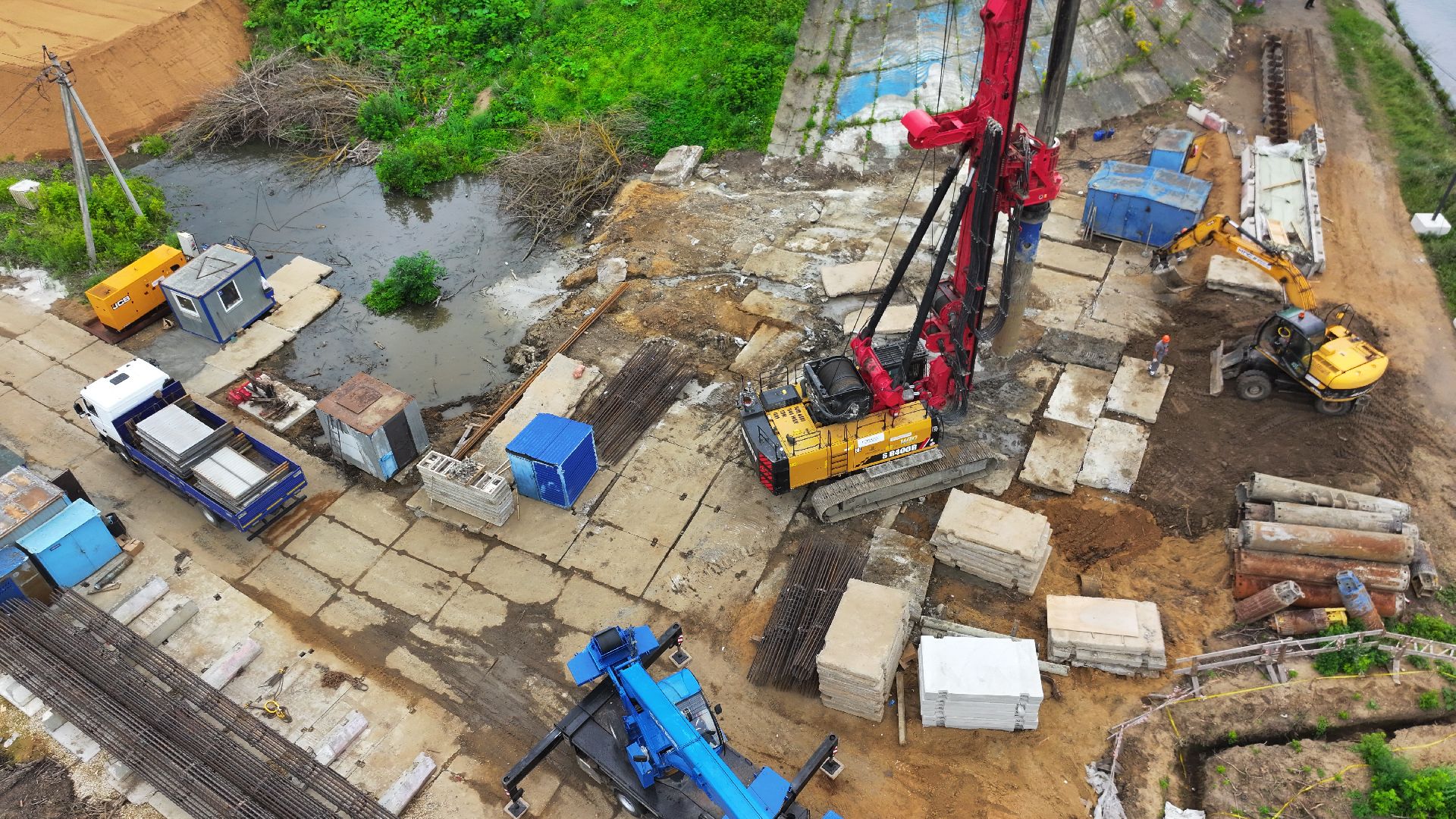 видео с коптера, новый мост в дмитрове, мост через канал имени москвы,