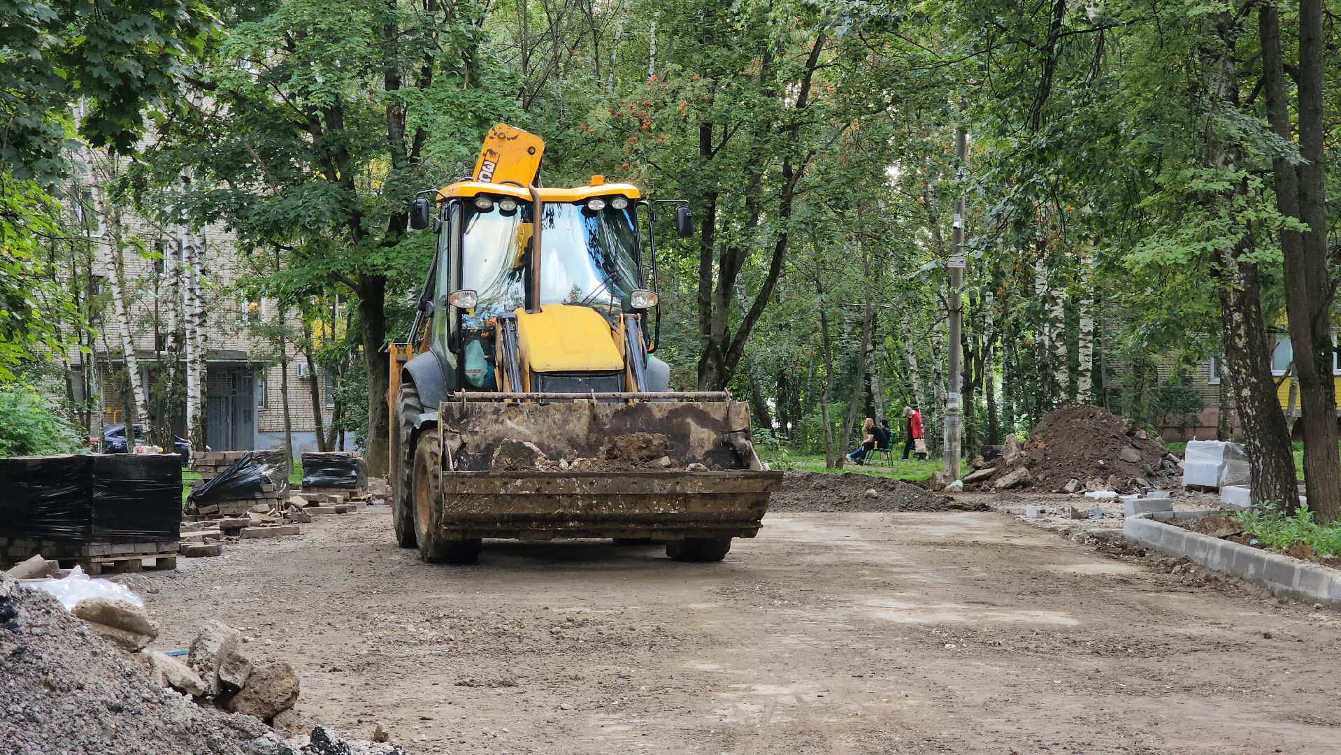 комплексное благоустройство, Благоустройство дворов , Лобня, замена бордюров,