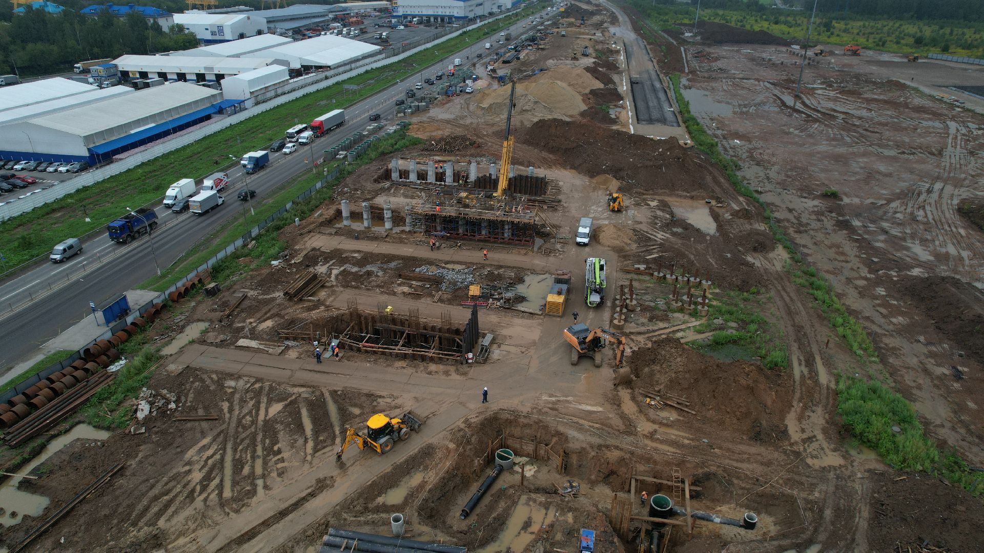 видео с коптера, каширское шоссе, реконструкция каширского шоссе,