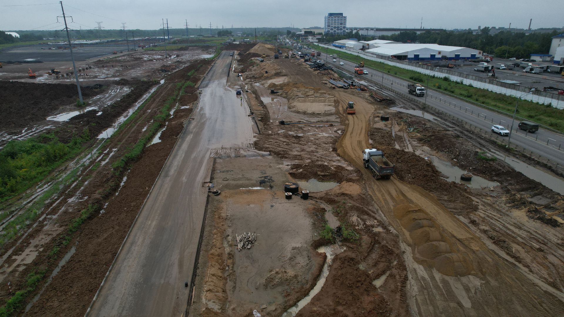 видео с коптера, каширское шоссе, реконструкция каширского шоссе,