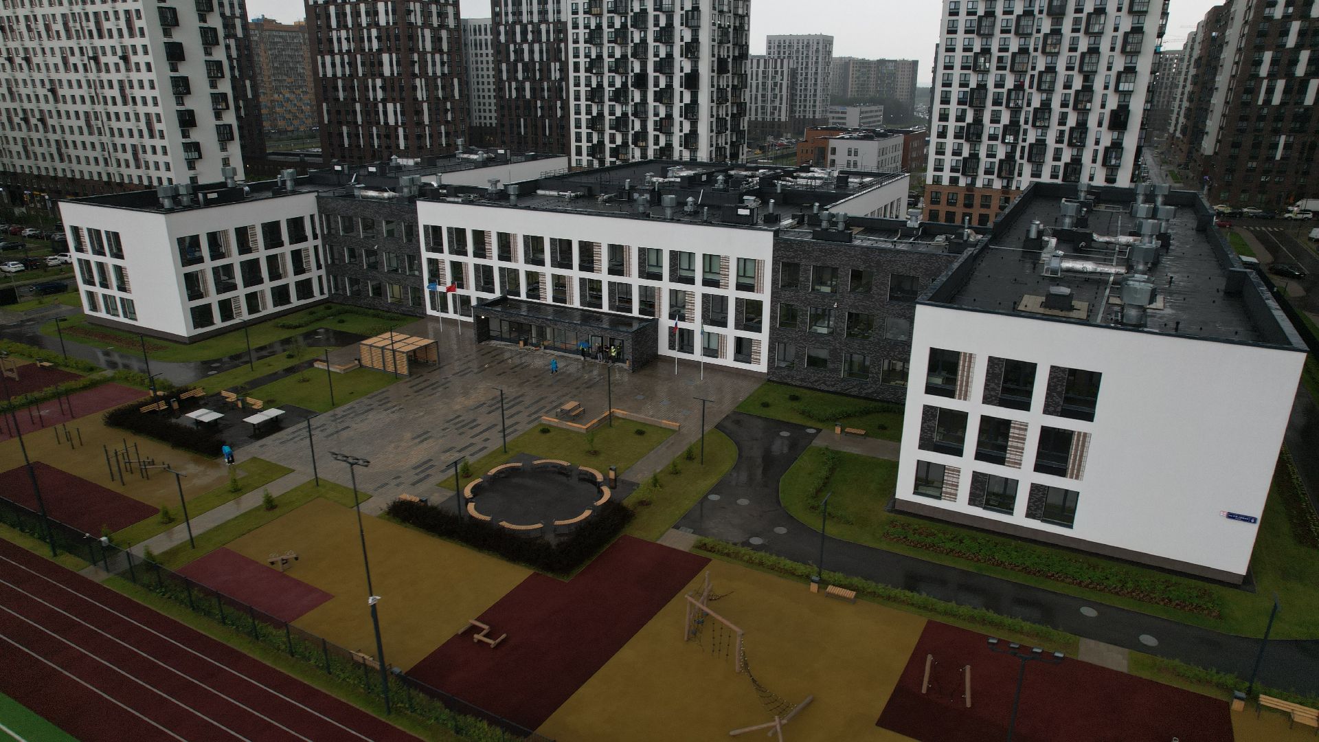 видео с коптера, школа в жк пригород лесное, новая школа в ленинском,