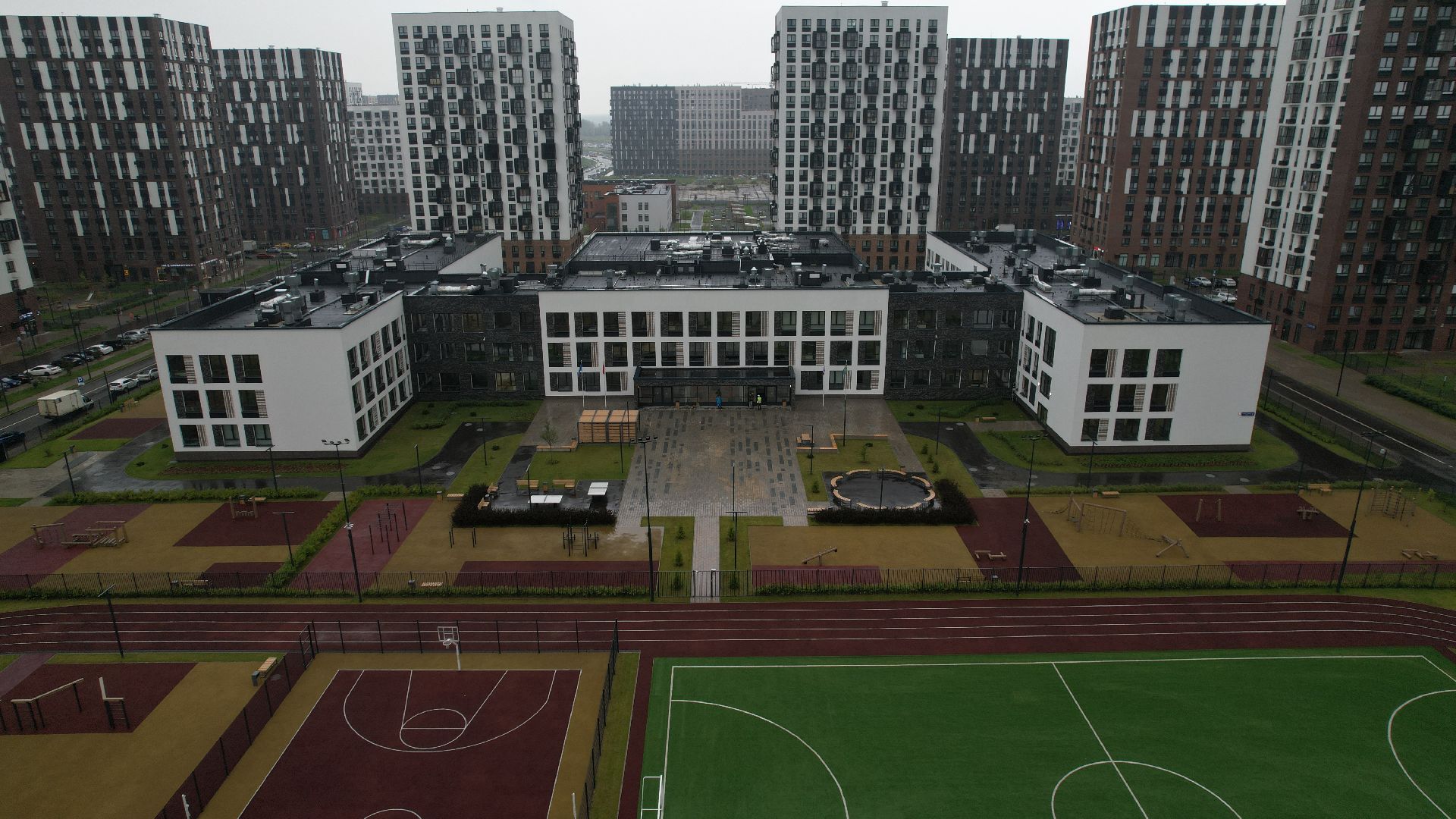 видео с коптера, школа в жк пригород лесное, новая школа в ленинском,