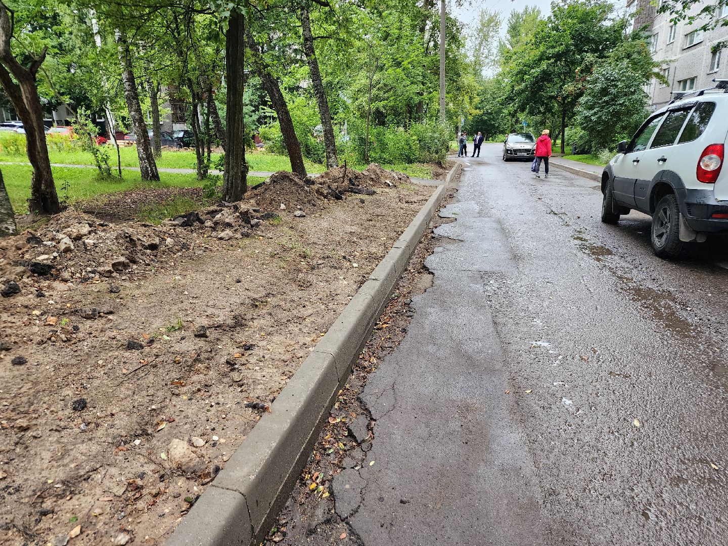 фрязино, комплексное благоустройство дворов, замена бордюров,